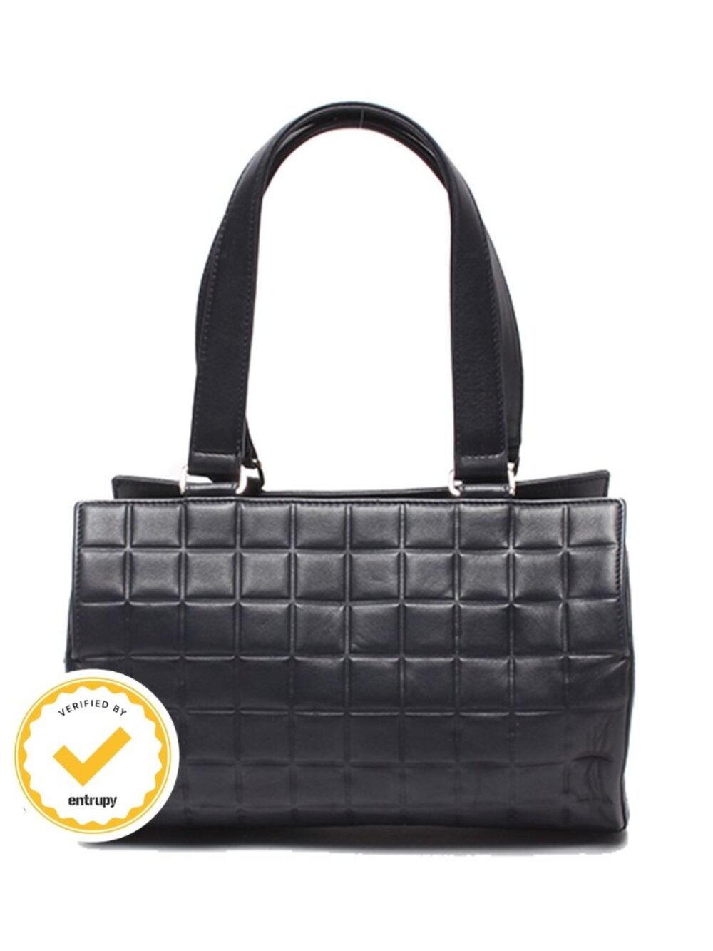 Chanel Tote Bag Silver Choco Bar Lambskin